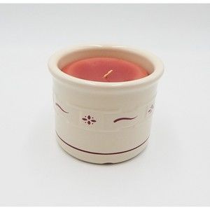 Longaberger Pottery Woven Traditions Red 1 Pint Candle Crock McIntosh Apple